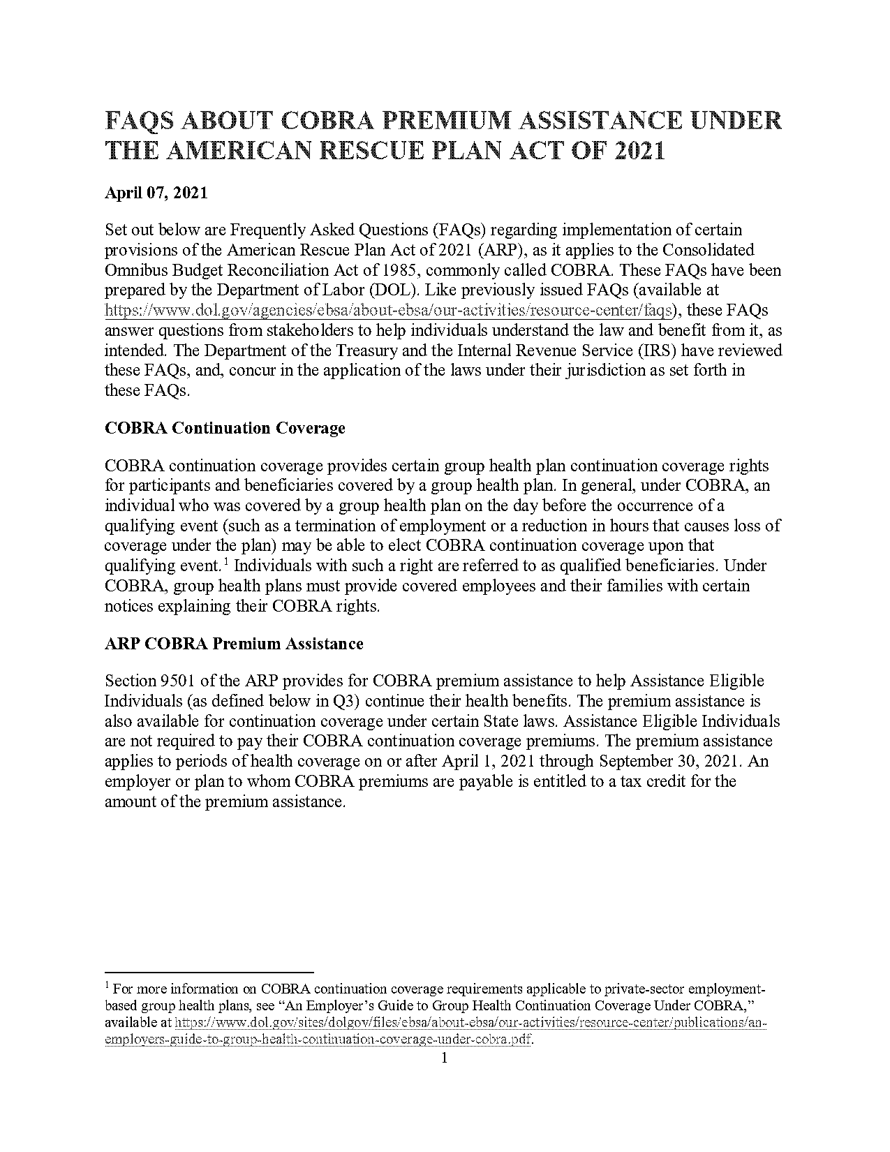 american rescue plan act guidance