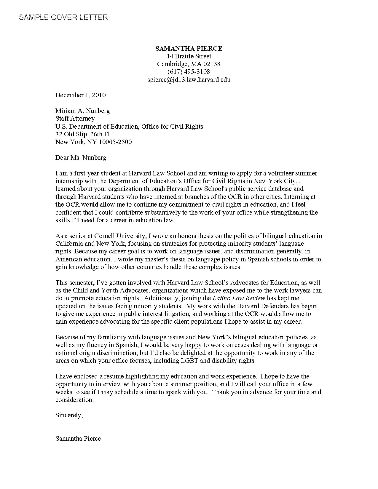 law enforcement cover letter