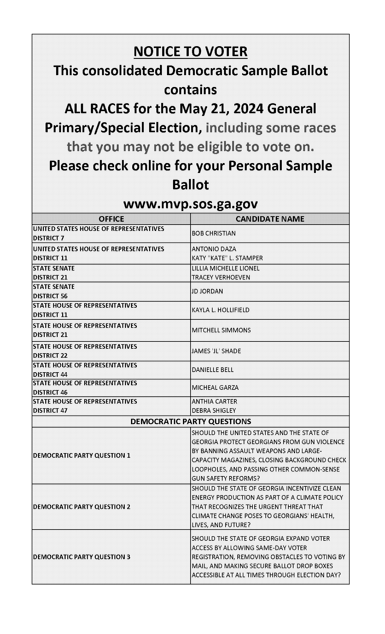 cherokee county ga sample republican ballot