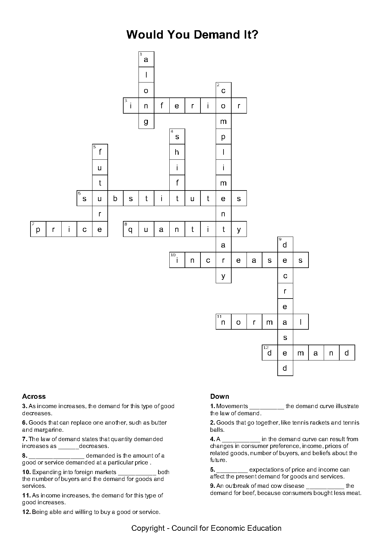 blank revenues for education crossword puzzle