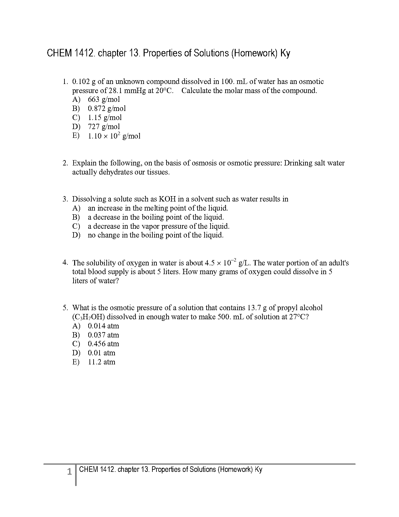 finding properties of a solution using density and mass percent