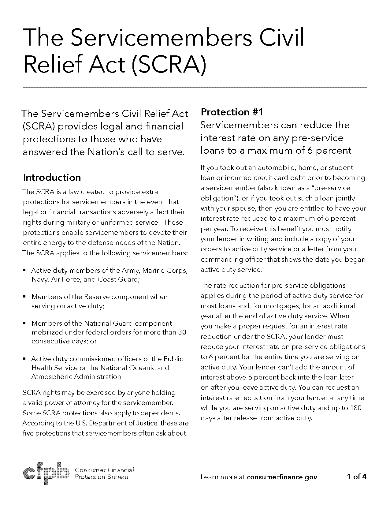 servicemembers civil relief act interest rate