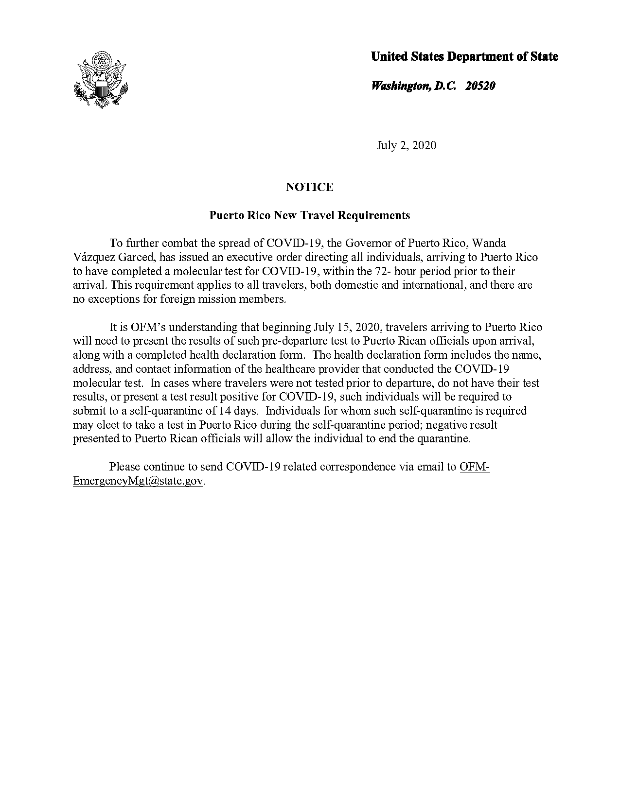 travel declaration for puerto rico