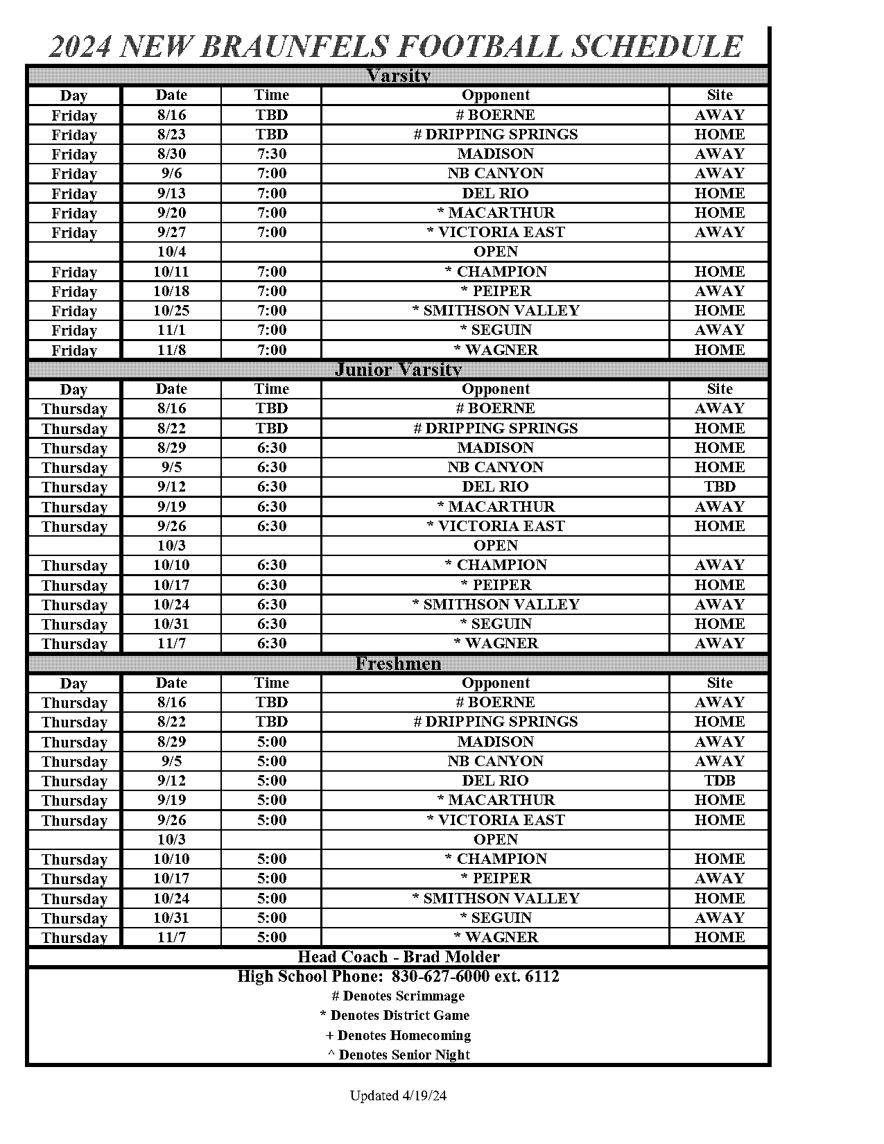 canyon springs freshman football schedule