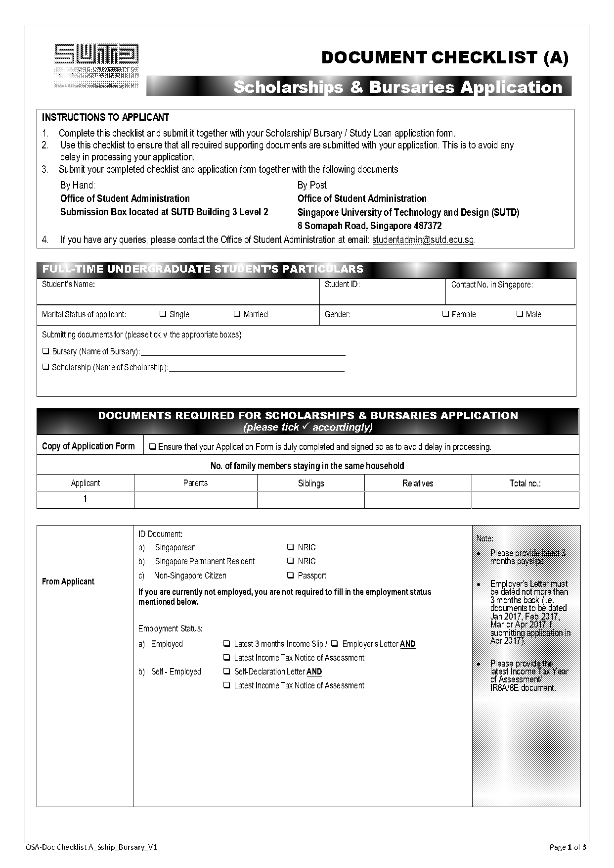 singapore citizen application checklist