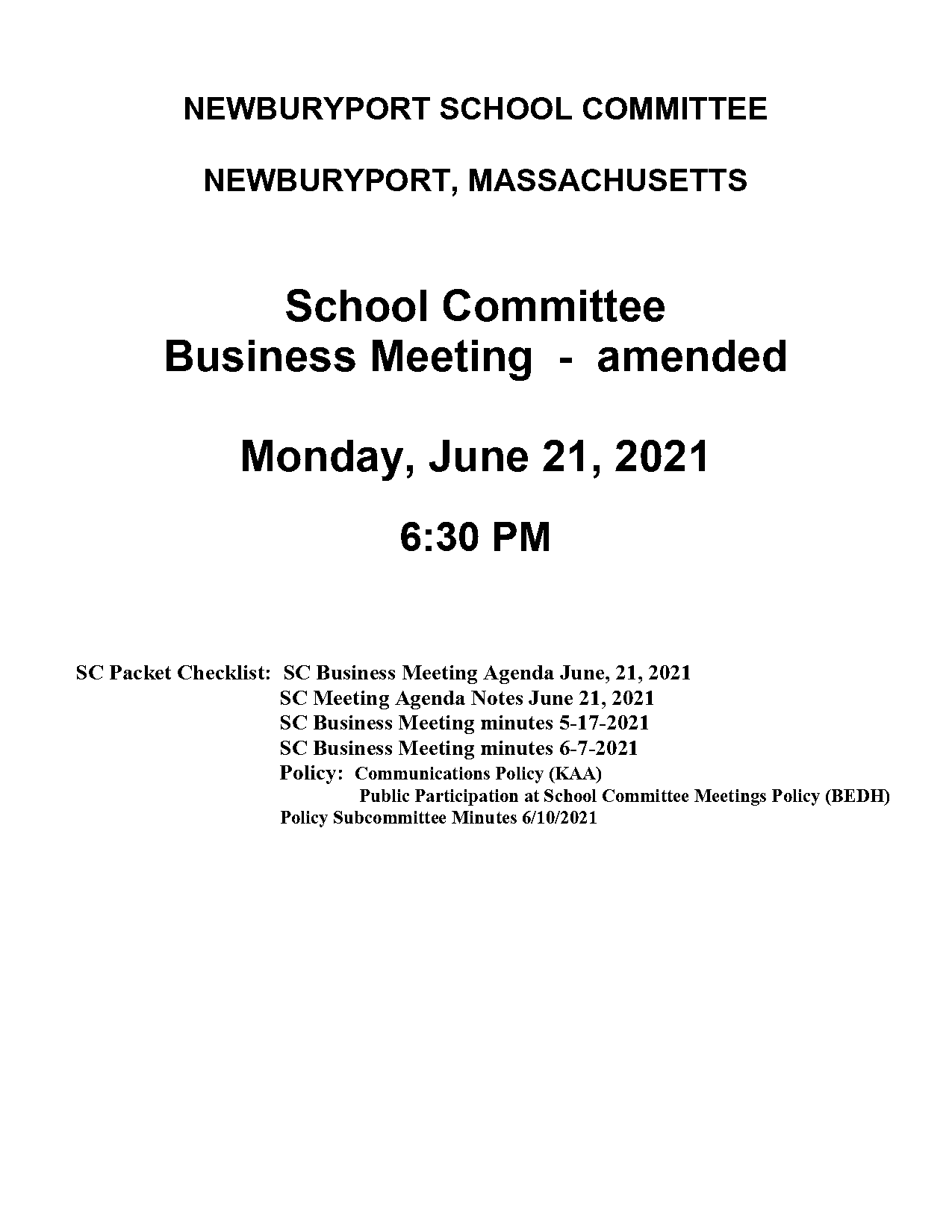 school committee policy and communication subcommittee mission