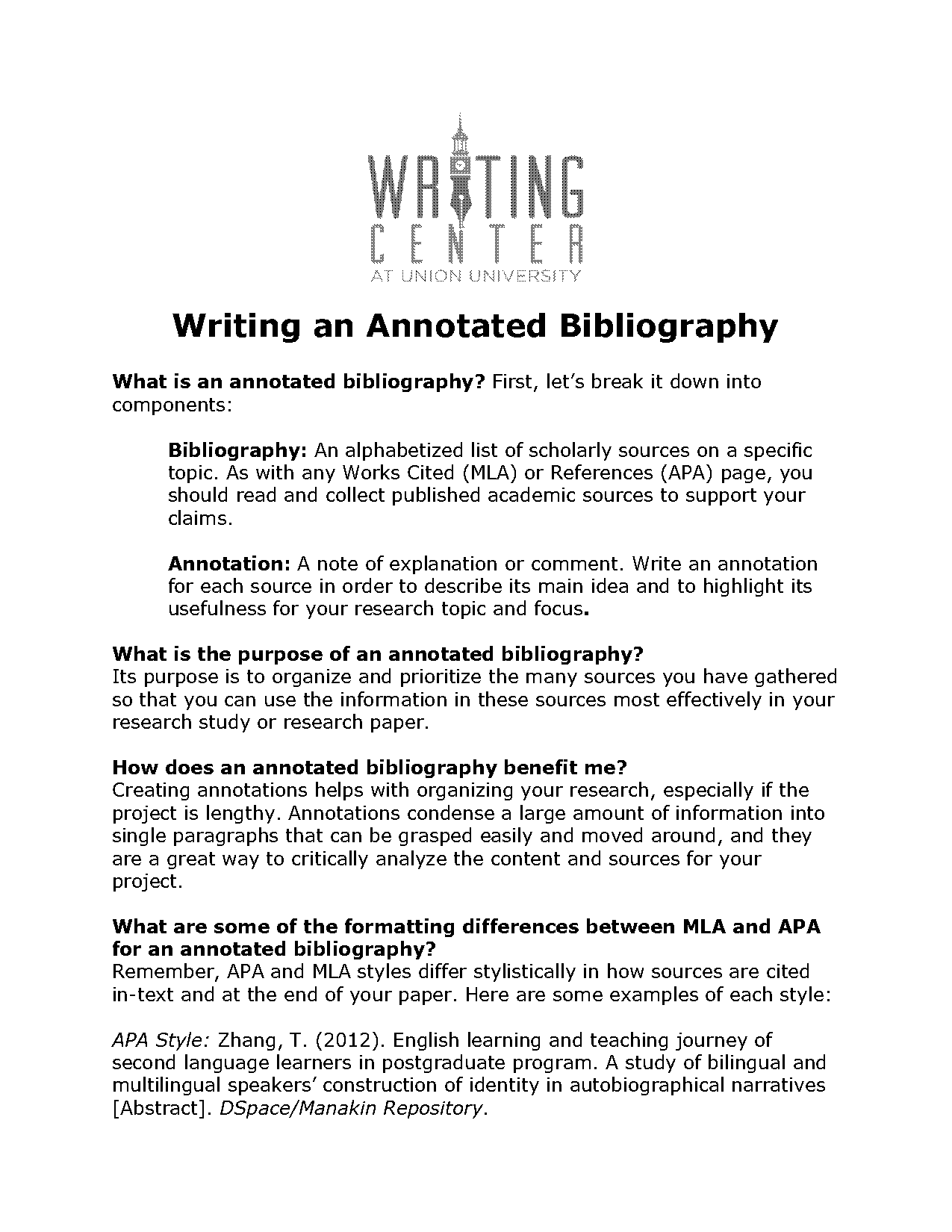 how to write an annotation for a research paper