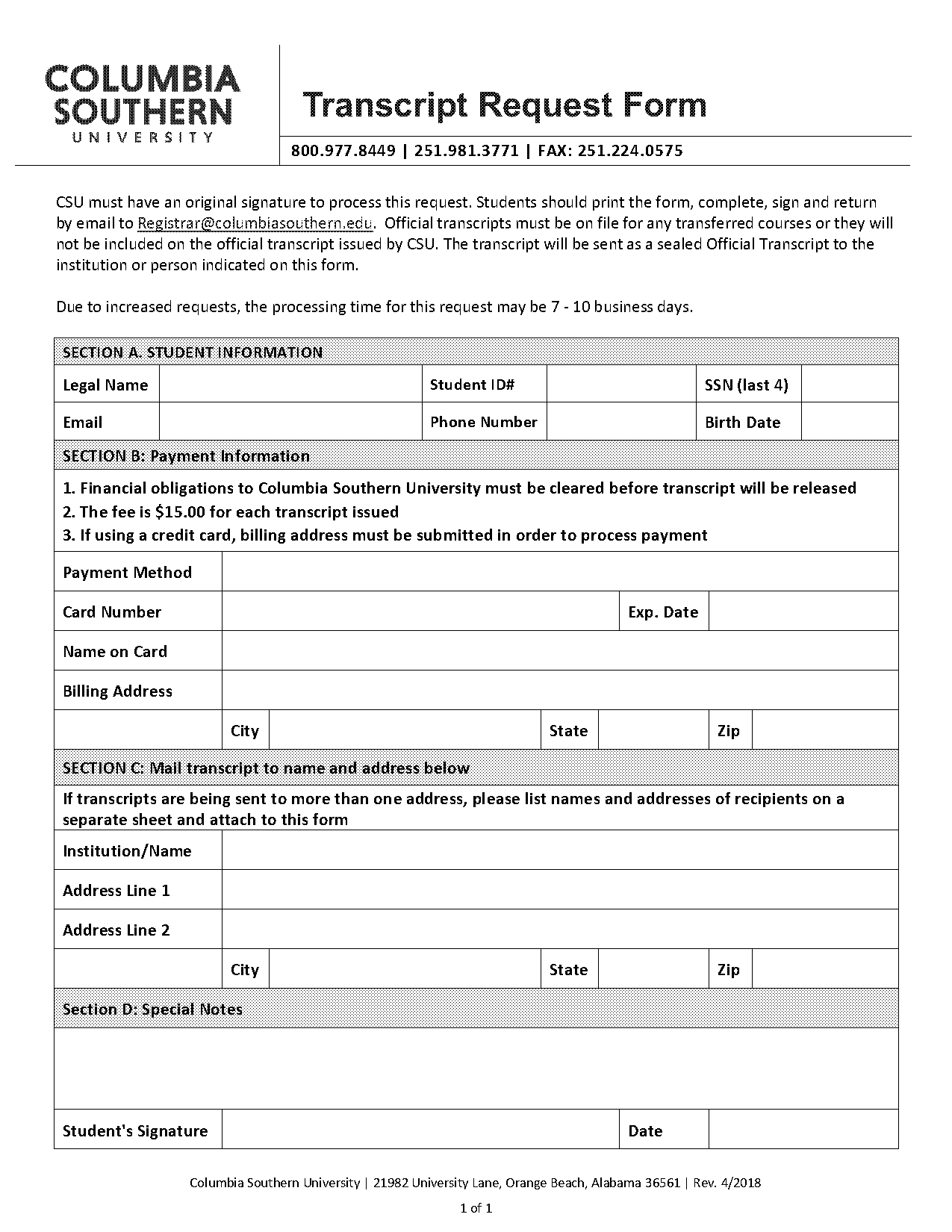 columbia university transcript request alumni