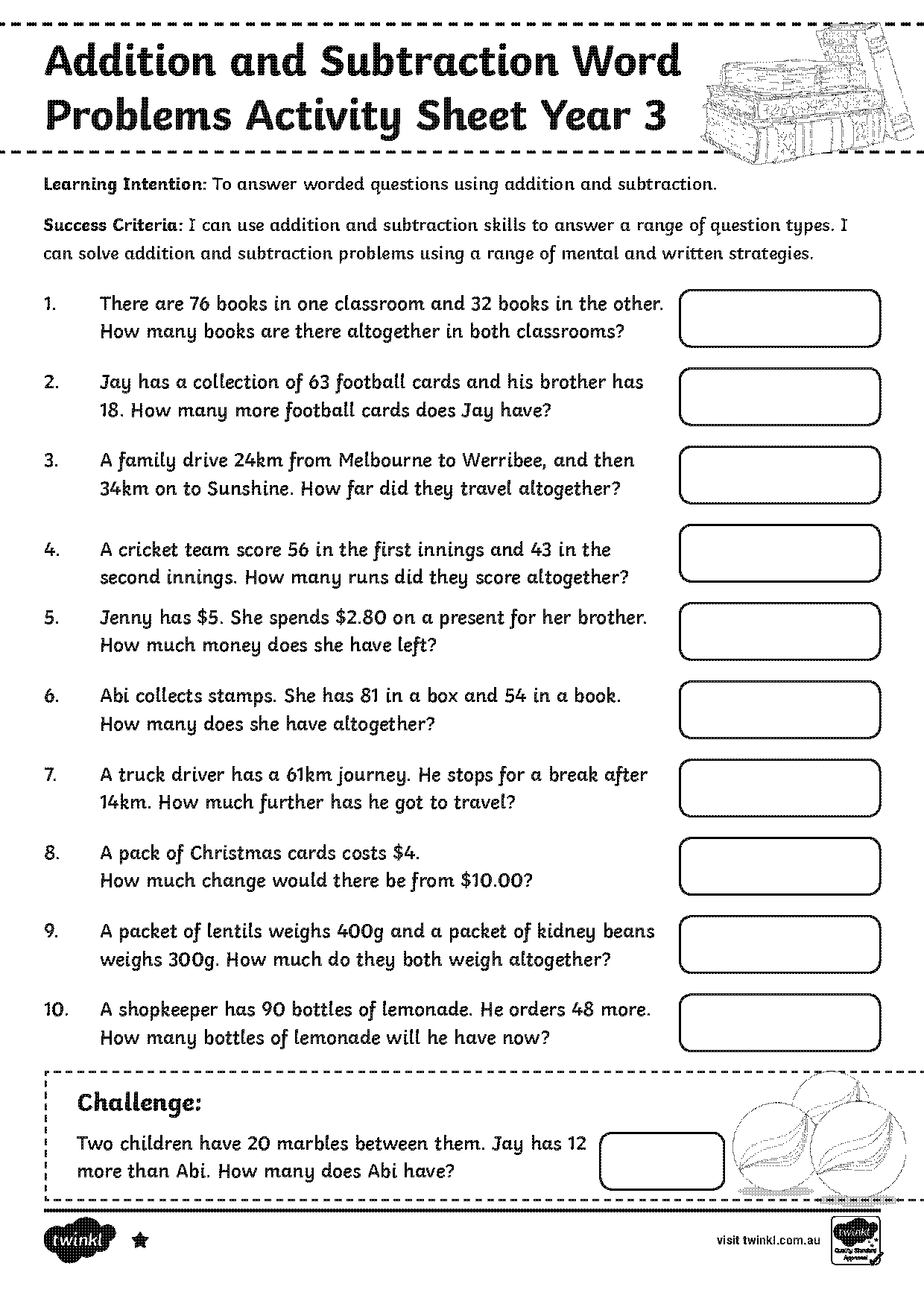 addition and subtraction word problems worksheets pdf