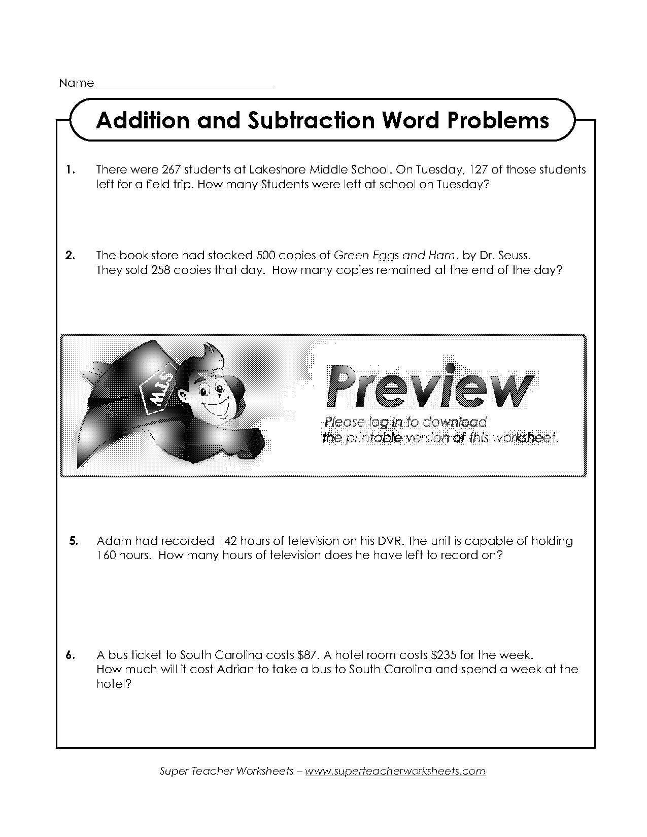 addition and subtraction word problems worksheets pdf