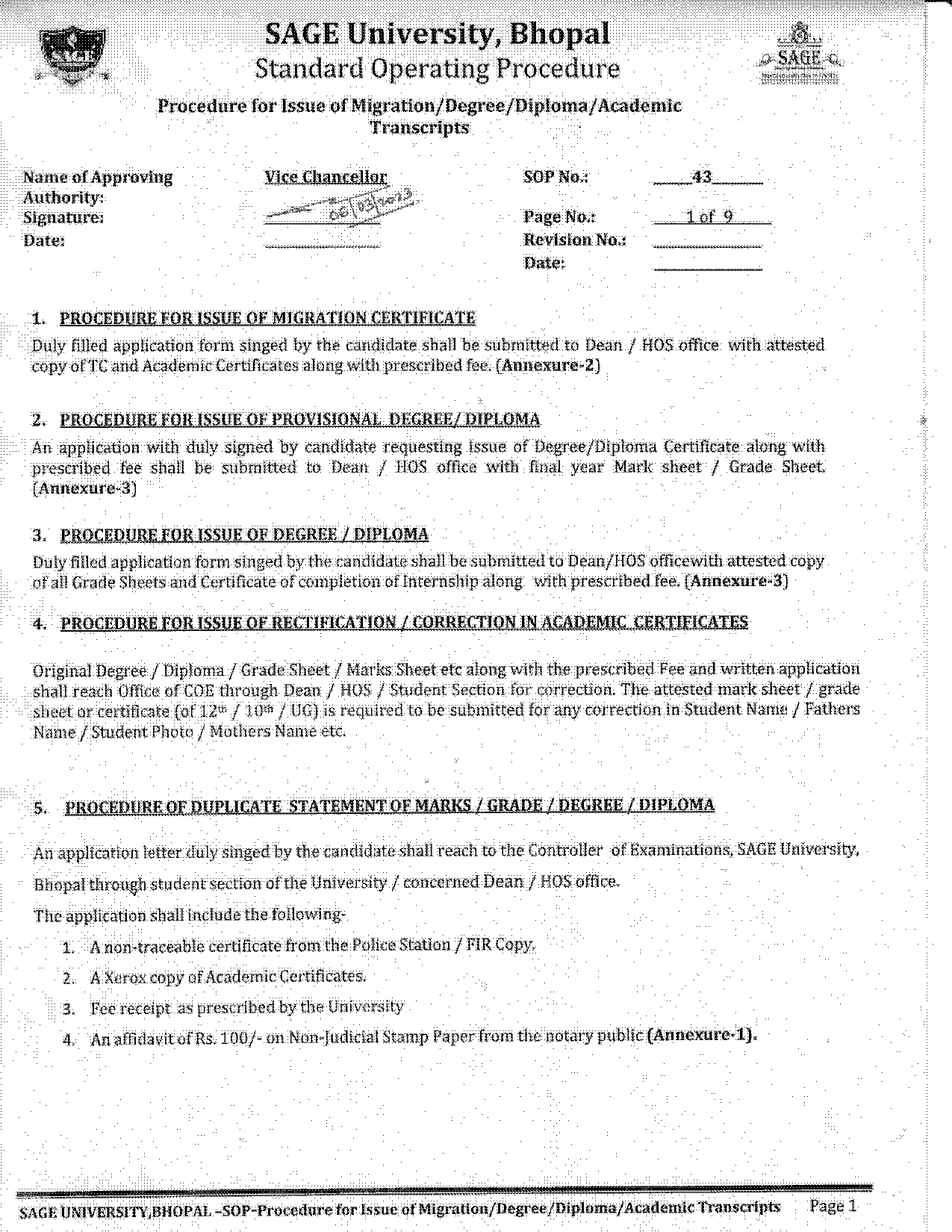 sage college transcript request