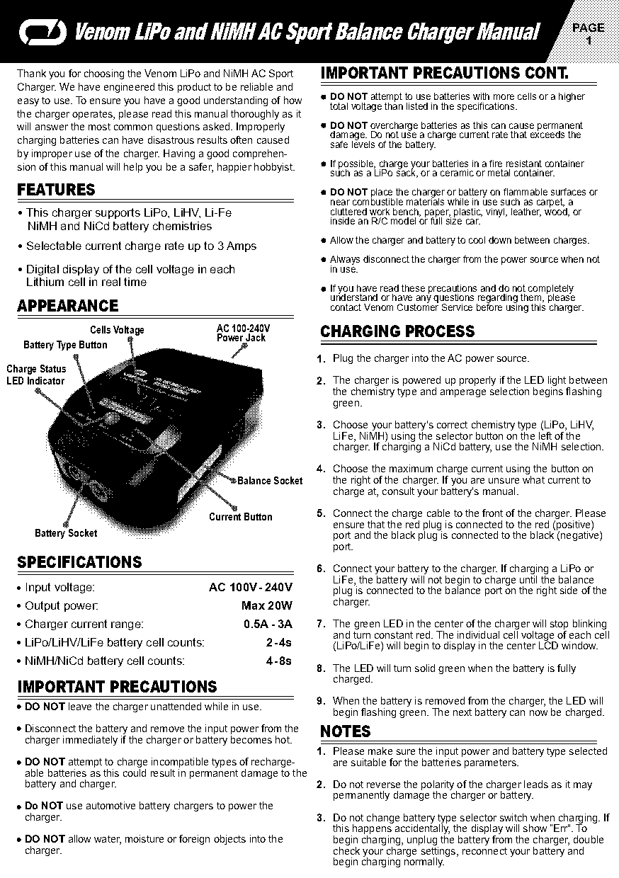 lipo balance charger instructions