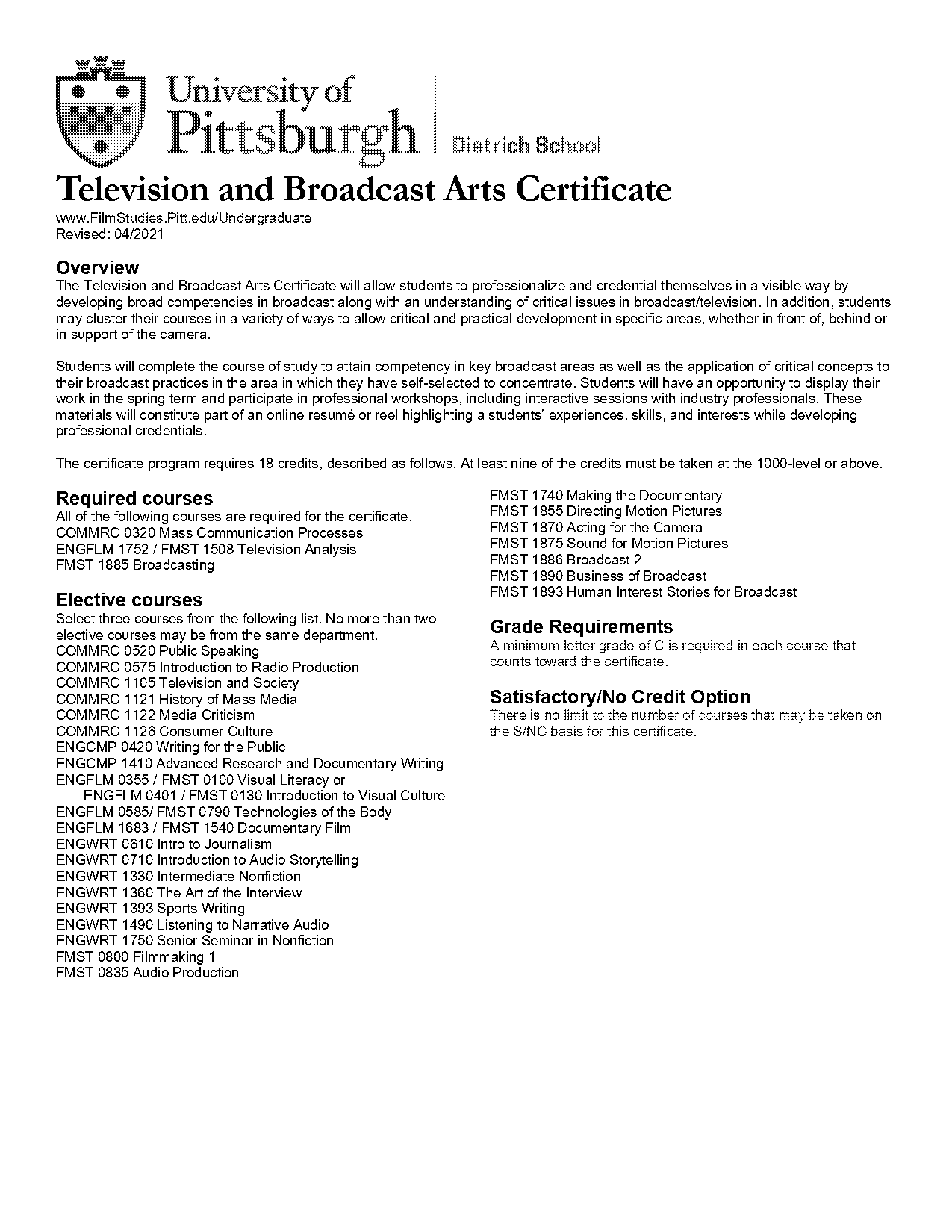 broadcasting certificate programs online