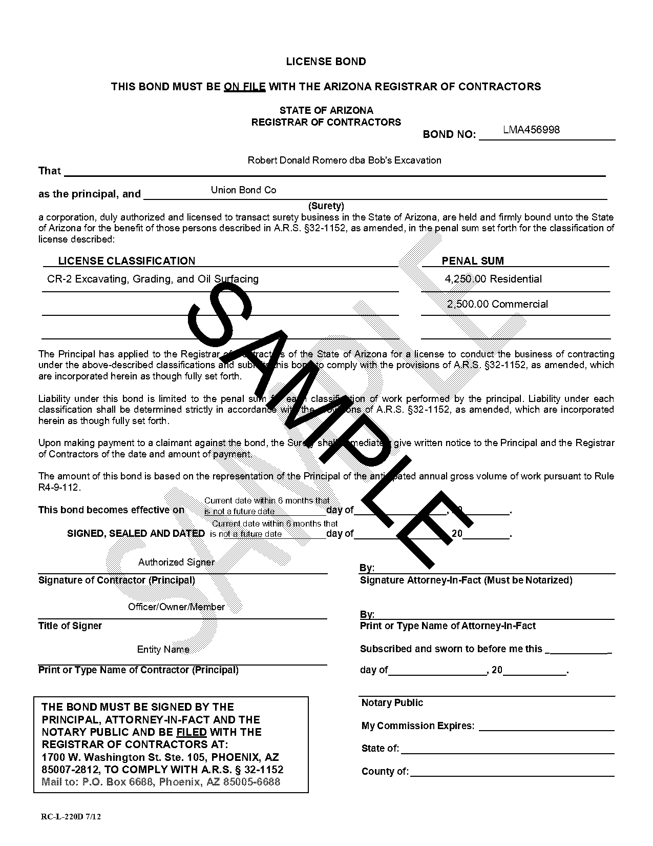 arizona business license sample