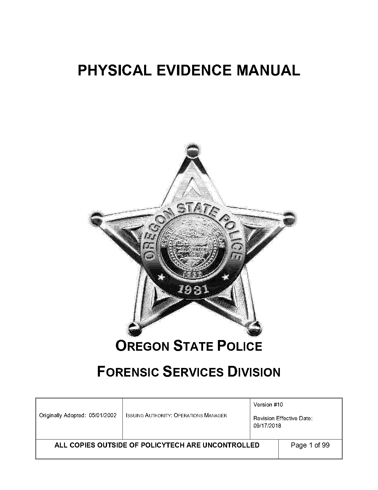 oregon state police crime lab manual