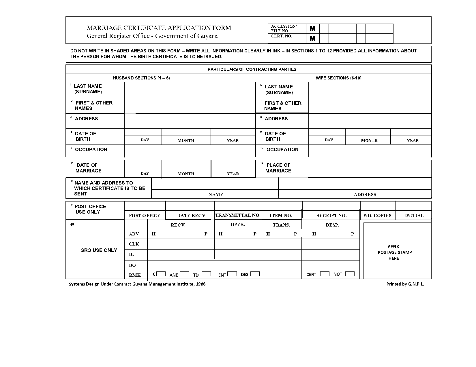 guyana birth certificate application form