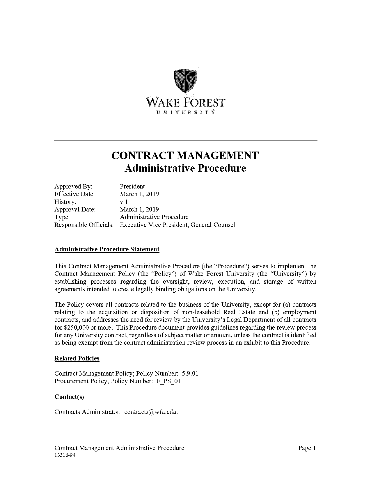 contract management policy statement