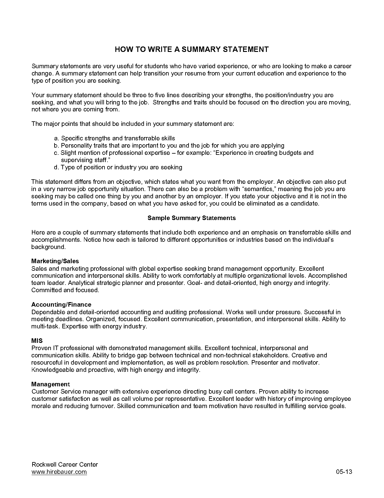 what to write in a personal summary on a resume