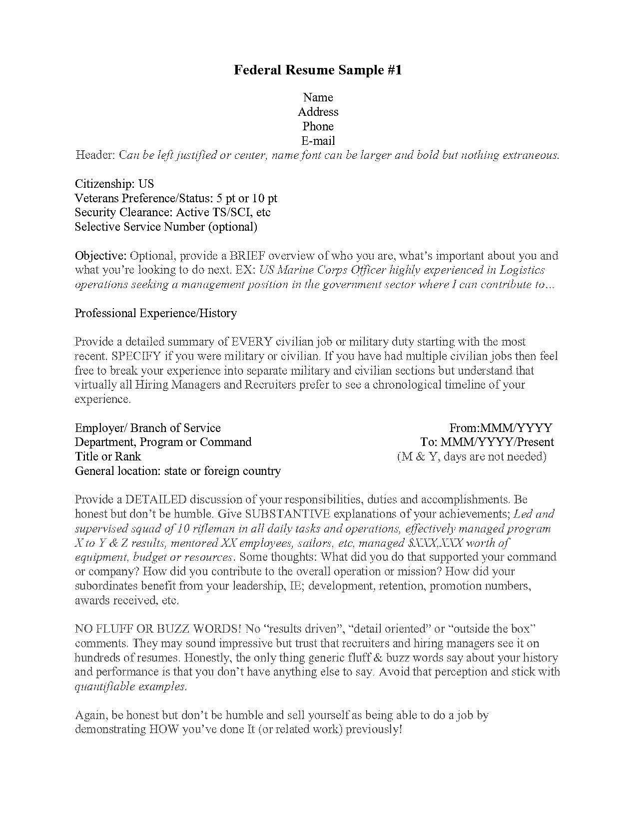 samples of a good resume objective