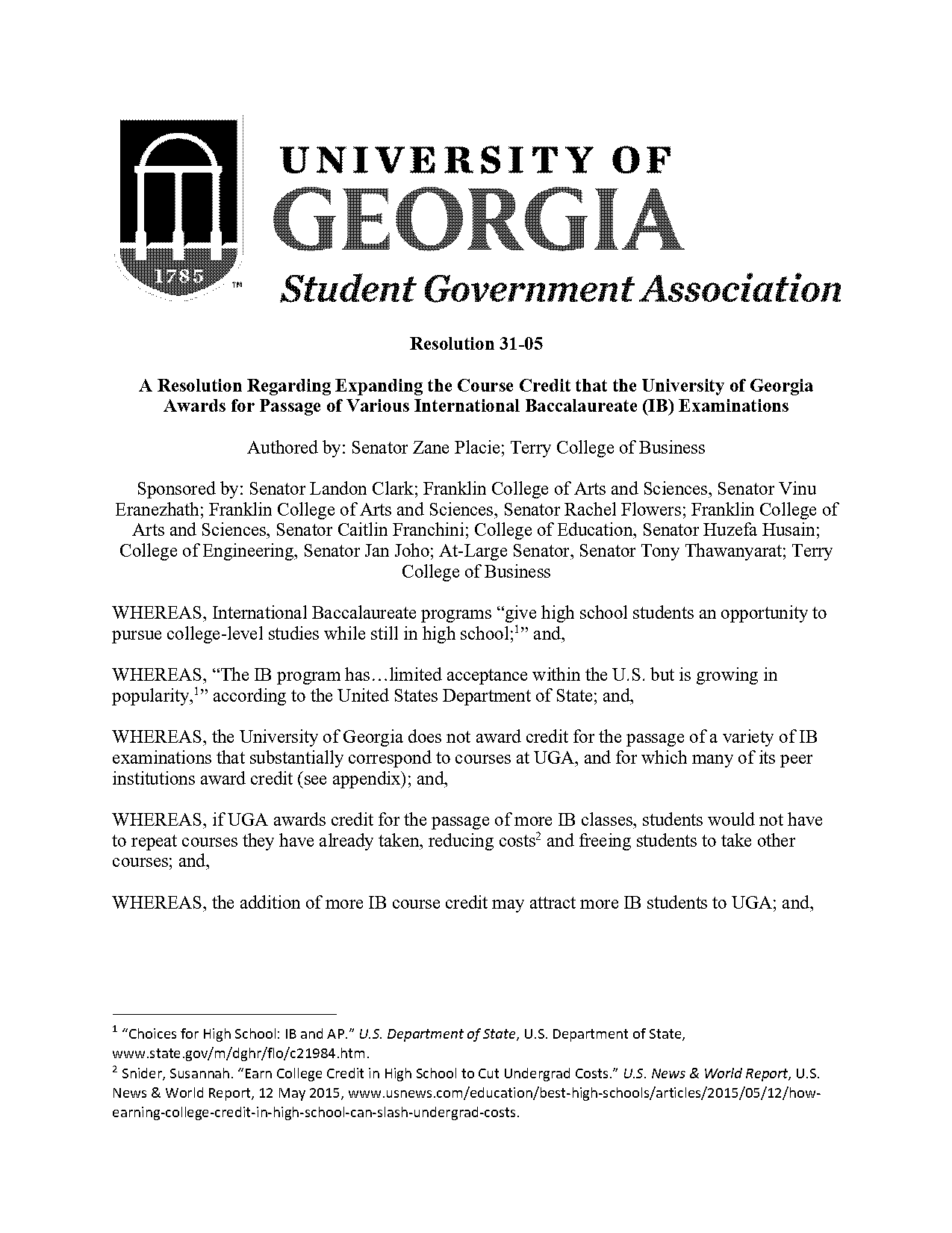 university of georgia ap credit policy