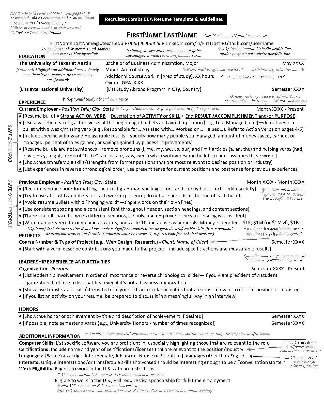 sample resume for business management student