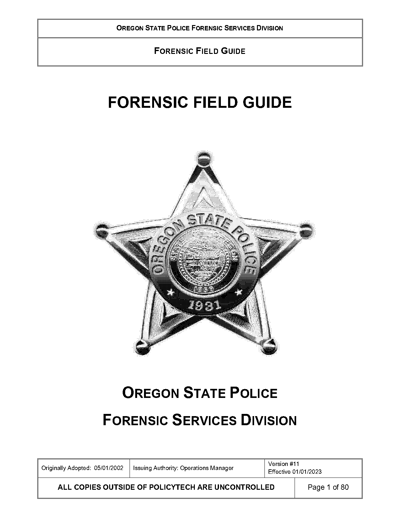 oregon state police crime lab manual