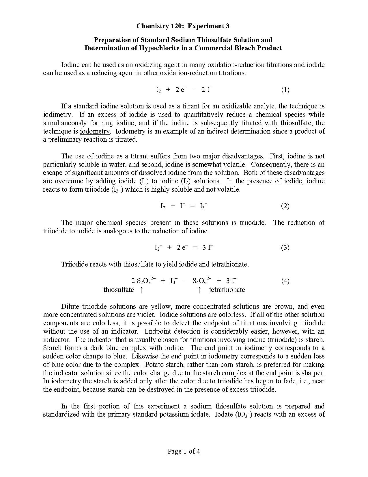 iodometric titration lab report