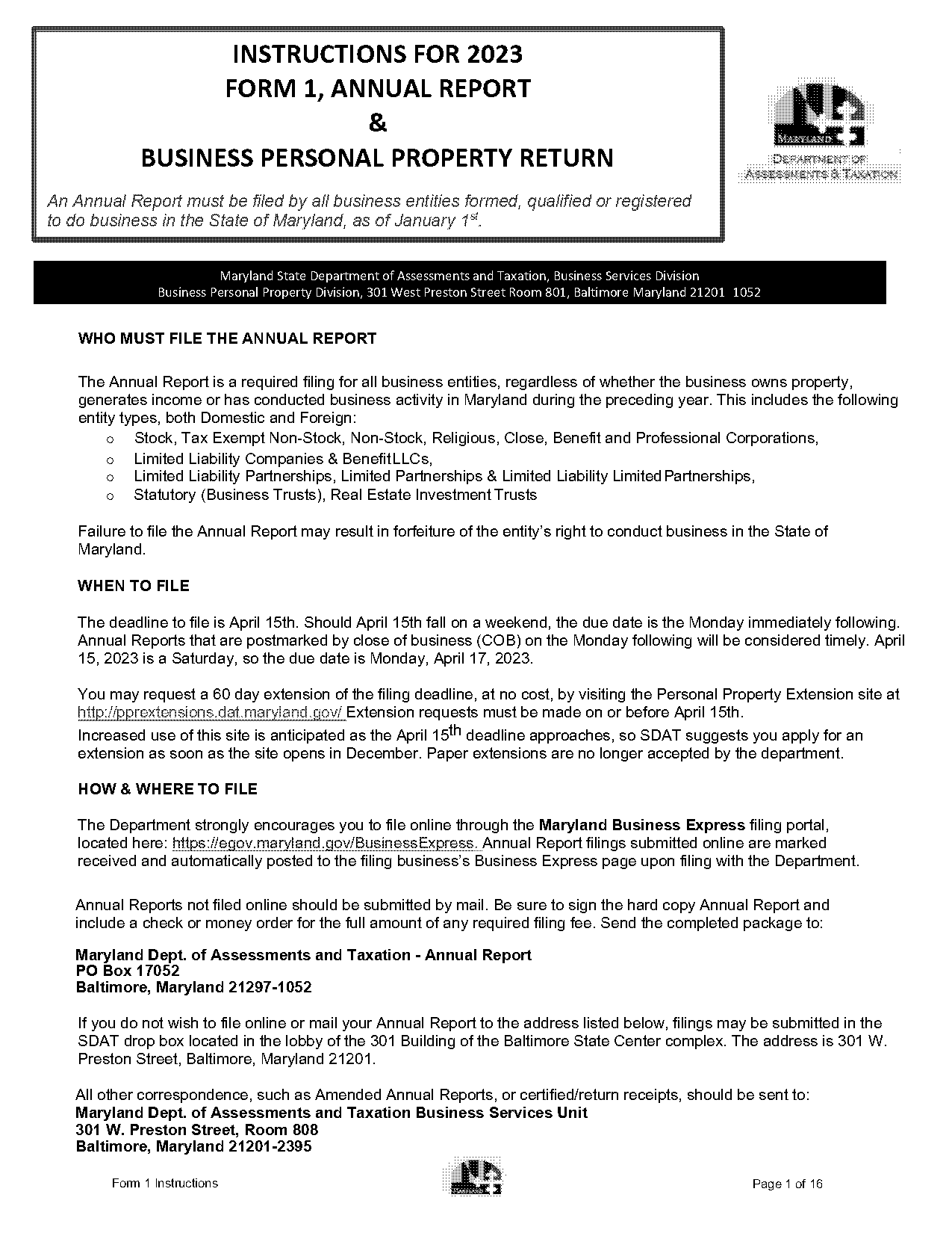 montgomery county personal property tax due dates