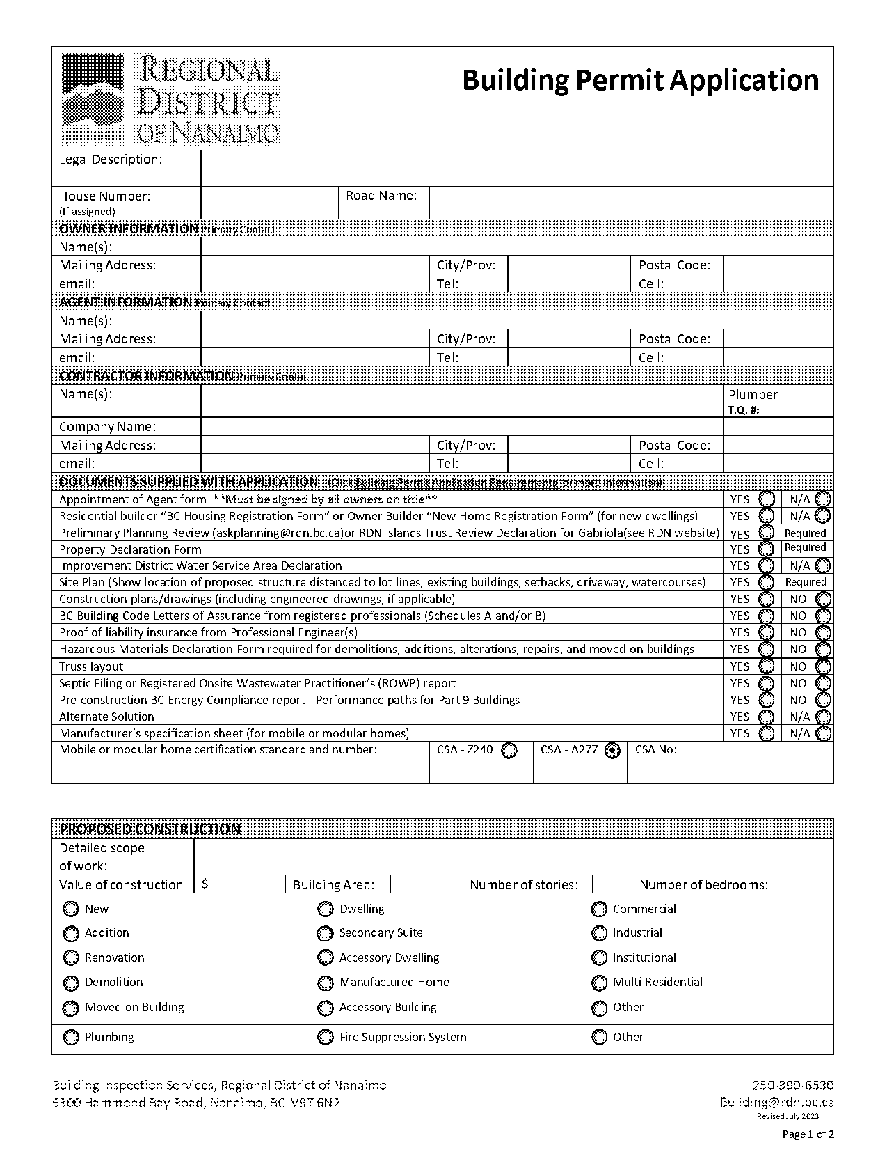 nanaimo building permit application