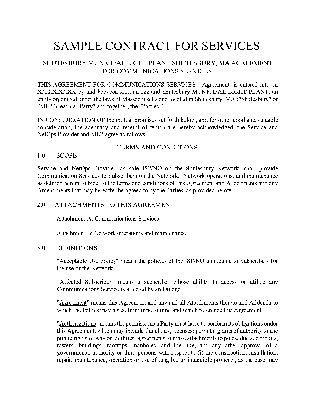 internet service contract sample